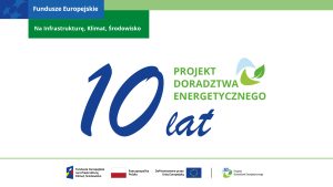 Grafika z logiem 10 lat Projekt Doradztwa Energetycznego